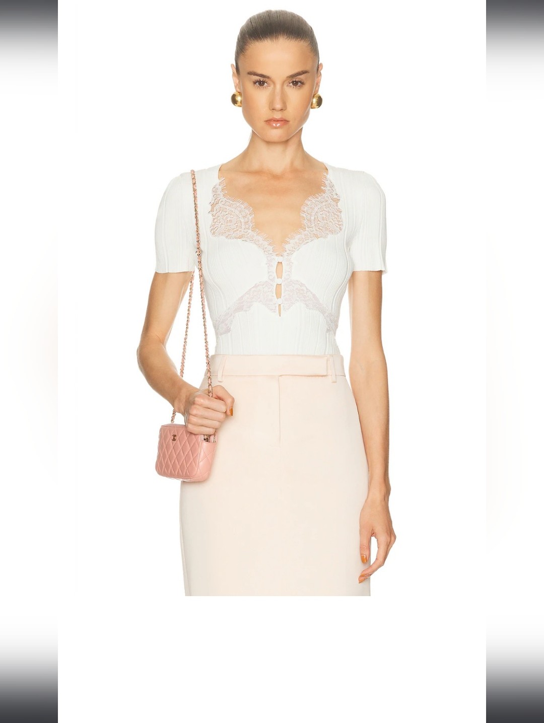 Lace Trim Knit Top